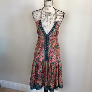Gorgeous Boho Silk Floral Halter Dress